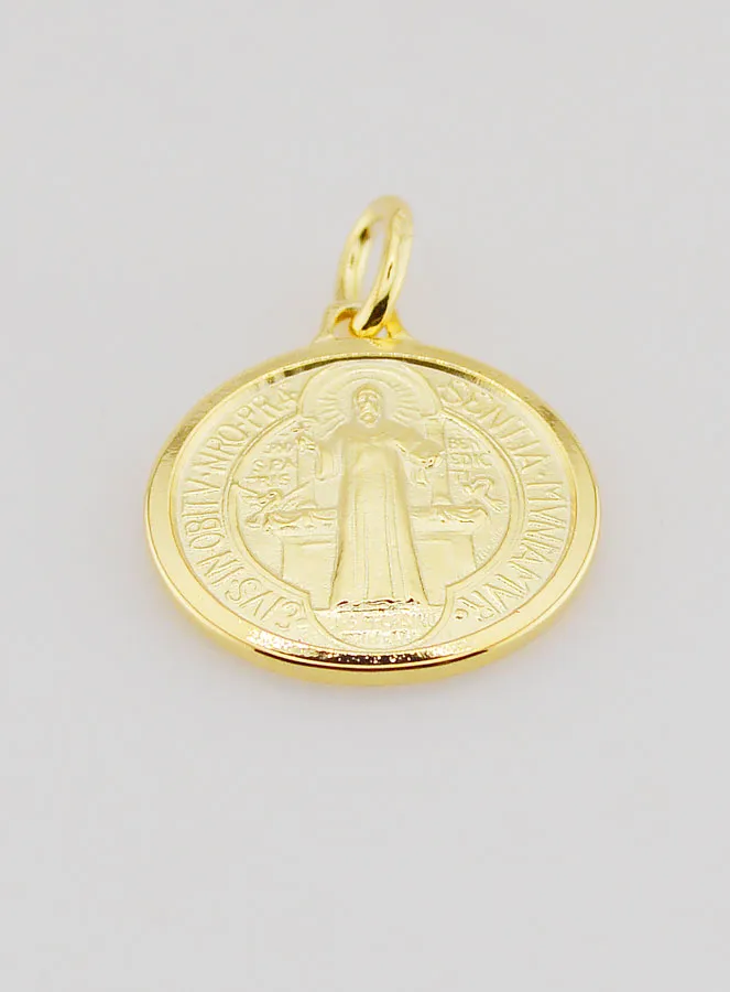 Vergulde Medaille van Sint Benedictus met Rand - 18mm (pic 2)