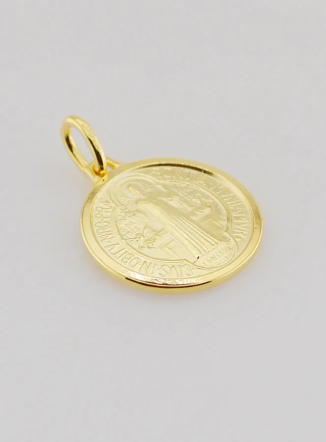 Vergulde Medaille van Sint Benedictus met Rand - 18mm (pic 3)