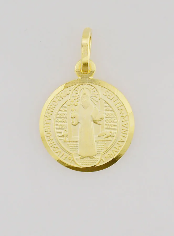 Vergulde Medaille Heilige Benedictus - 14mm (pic 1)