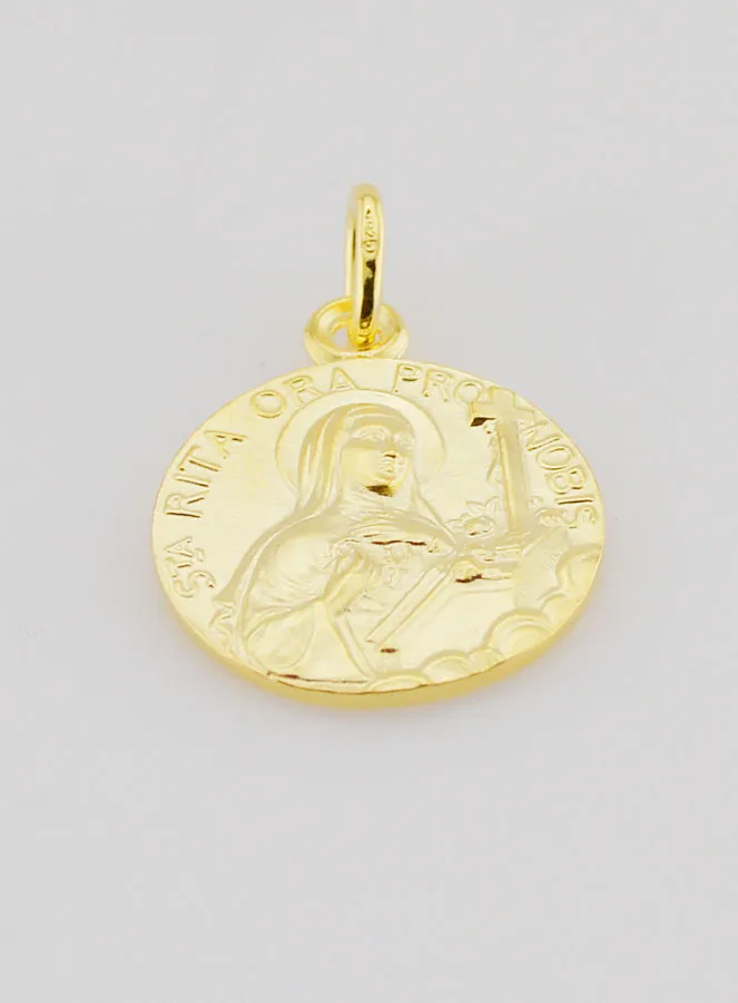 Vergulde Medaille Heilige Rita - 18mm (pic 2)