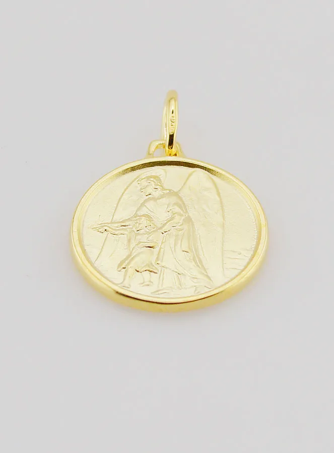 Vergulde Medaille Beschermengel en Kind - 18mm (pic 2)