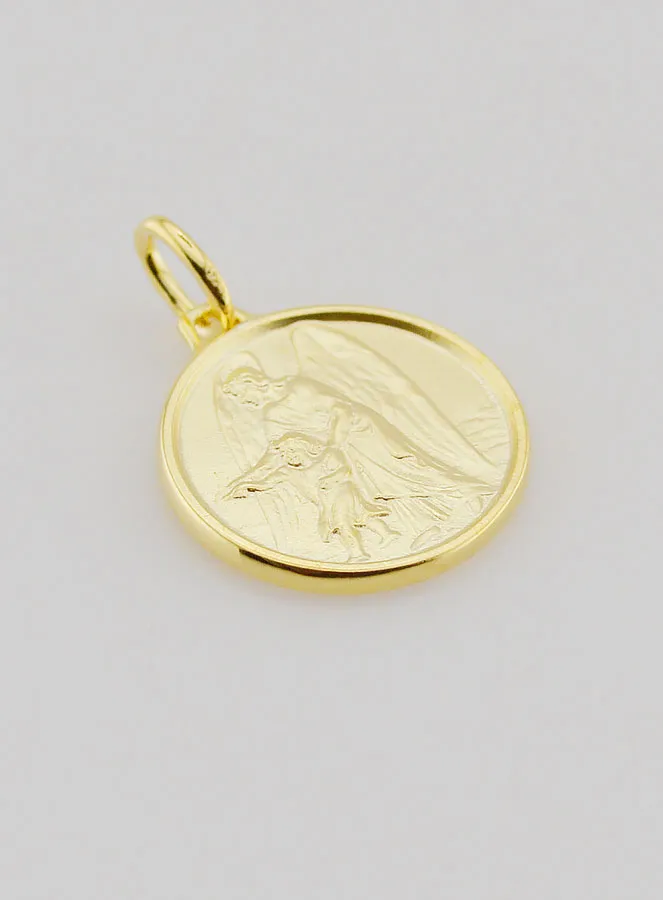 Vergulde Medaille Beschermengel en Kind - 18mm (pic 3)