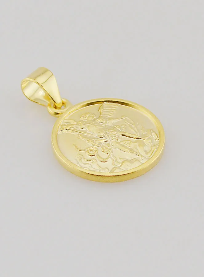 Vergulde Medaille met Rand - St Michaël de Aartsengel - 14mm (pic 3)