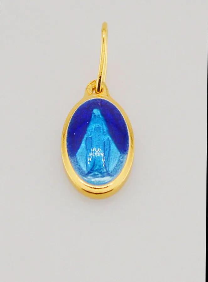 Wonderdadige Medaille van Verguld Zilver en Blauw Emaille - 10 mm (pic 1)