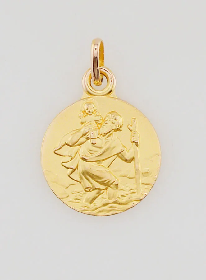 Vergulde Medaille Sint Christoffel - 14 mm (pic 1)