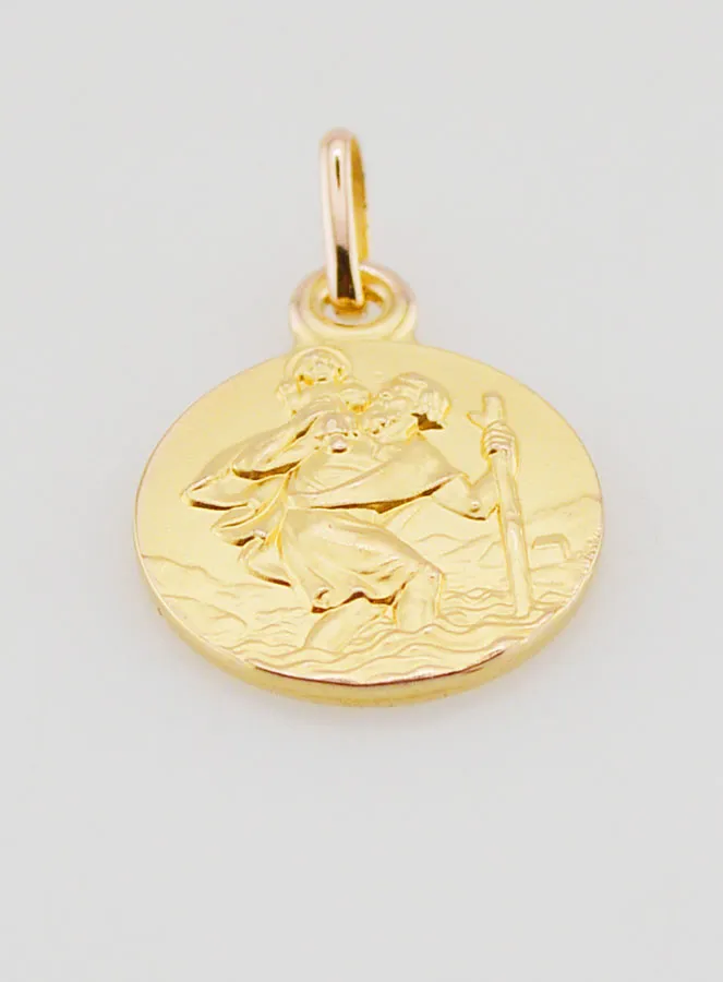 Vergulde Medaille Sint Christoffel - 14 mm (pic 2)
