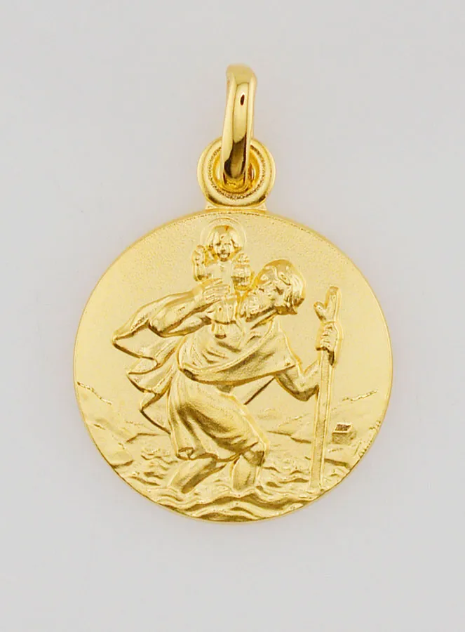 Vergulde Hanger Heilige Christoffel - 18 mm (pic 1)