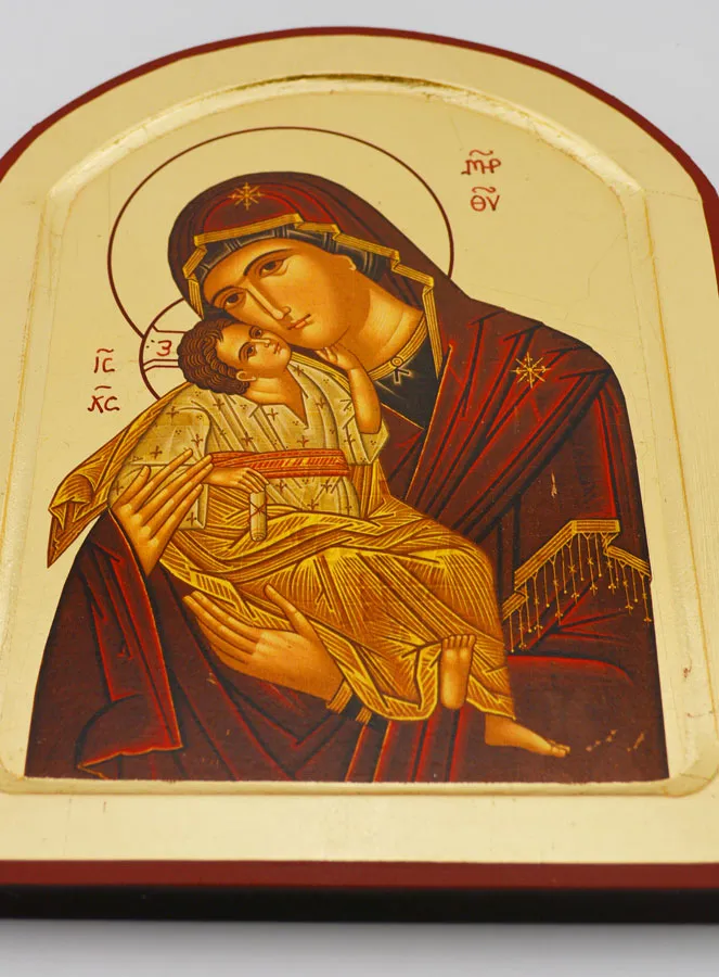 Religieus Icoon Onze Lieve Vrouw van Tederheid Halfrond - 23cm (pic 2)
