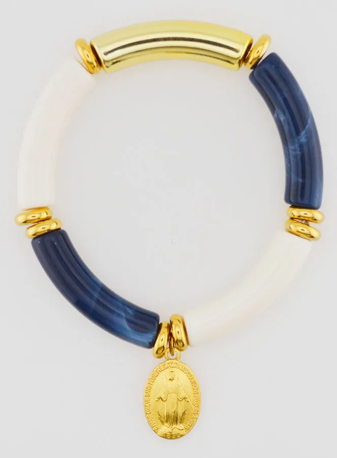 Religieuze Armband Wonderdadige Medaille - Donker Blauw (pic 1)