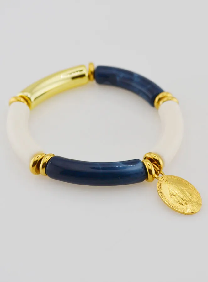 Religieuze Armband Wonderdadige Medaille - Donker Blauw (pic 3)