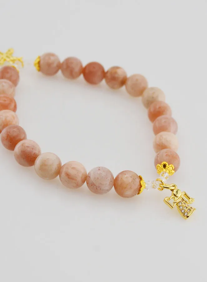 Armband van Zonnesteen 8mm - Engel en Kruis (pic 4)