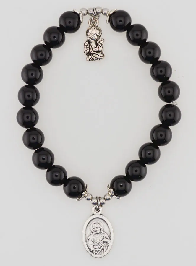 Armband van Zwarte Agaat 8mm - OLV van de Berg Karmel (pic 1)