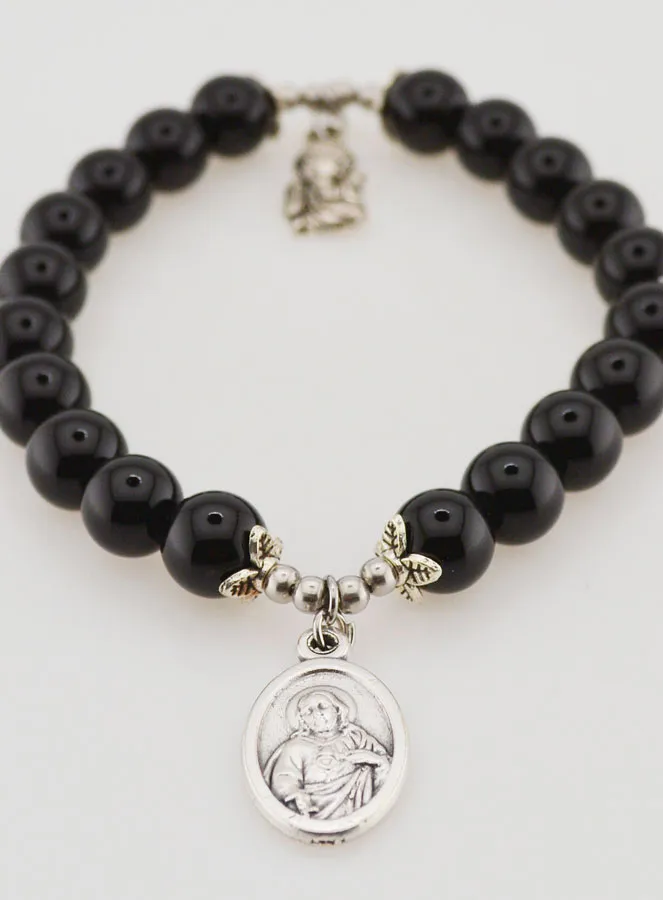 Armband van Zwarte Agaat 8mm - OLV van de Berg Karmel (pic 2)