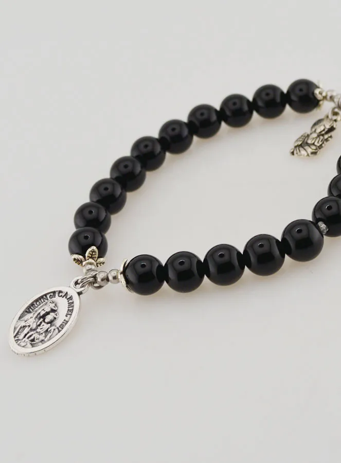 Armband van Zwarte Agaat 8mm - OLV van de Berg Karmel (pic 3)
