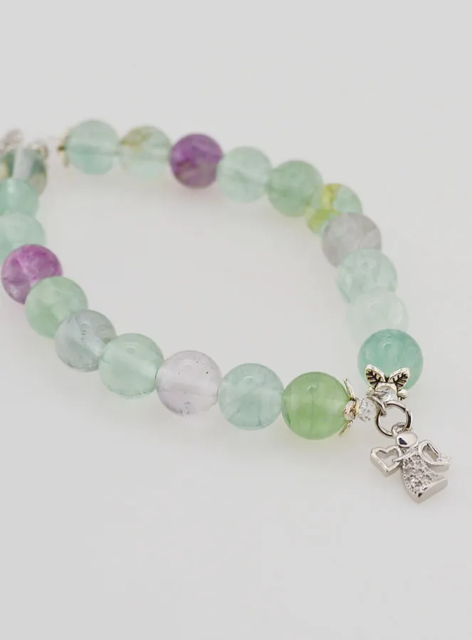 Armband van Fluoriet Stenen 8mm - Engel en Kruis (pic 4)