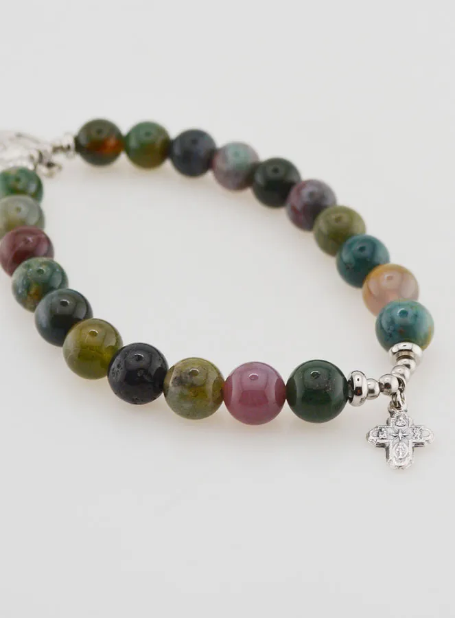 Religieuze Armband Indiase Agaat 8mm - Pater Pio en Drievuldigheid (pic 4)