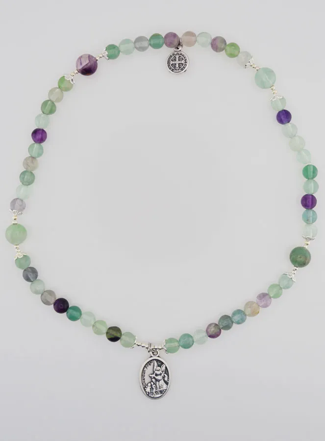 Rozenkrans Armband van Fluoriet - Heilige Michaël en Heilige Benedictus (pic 1)
