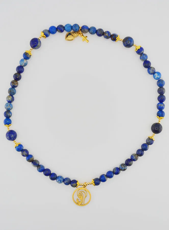 Rozenkrans Armband van Lapis Lazuli - Heilige Maria en Ex Voto (pic 1)