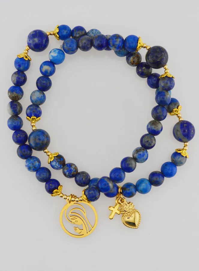 Rozenkrans Armband van Lapis Lazuli - Heilige Maria en Ex Voto (pic 2)