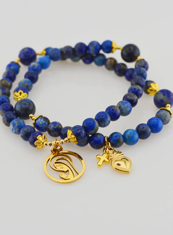 Rozenkrans Armband van Lapis Lazuli - Heilige Maria en Ex Voto (pic 3)