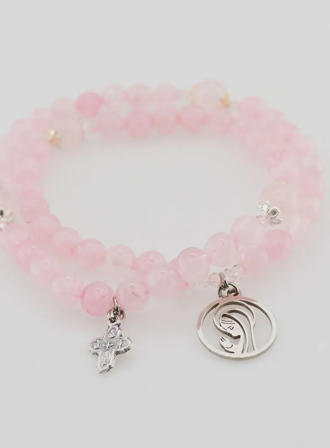 Rozenkrans Armband van Rozenkwarts - Maagd Maria en Heilige Drie-eenheid (pic 3)