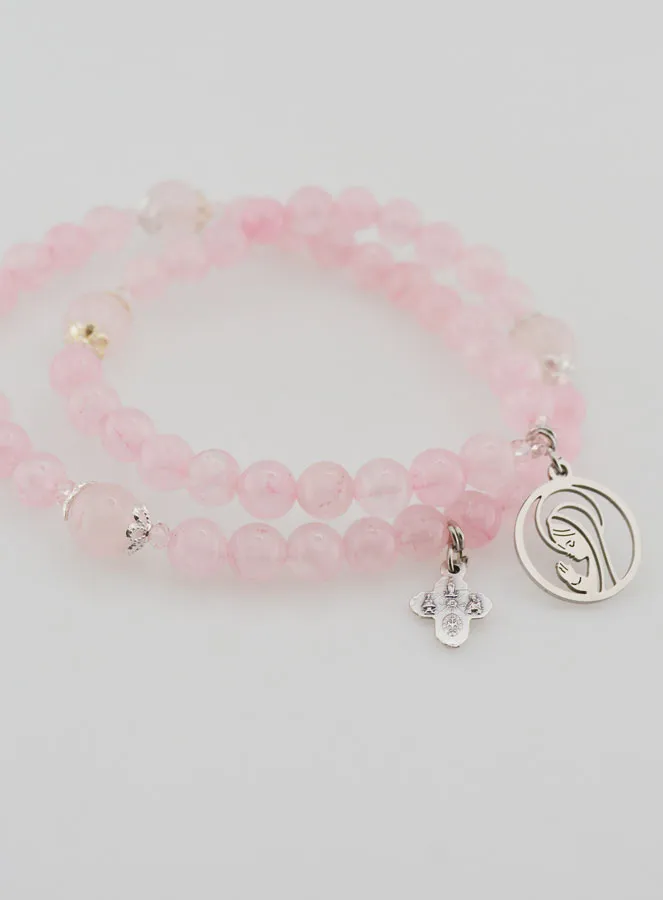 Rozenkrans Armband van Rozenkwarts - Maagd Maria en Heilige Drie-eenheid (pic 4)
