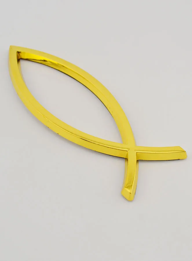 Auto Badge Christelijke Ichthus Vis Goudkleurig - 14 cm (pic 2)