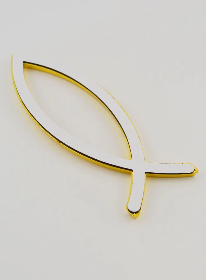 Auto Badge Christelijke Ichthus Vis Goudkleurig - 14 cm (pic 4)