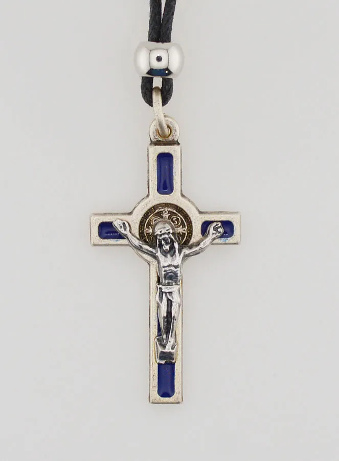 Religieuze Halsketting Kruis Heilige Benedictus - Blauw (pic 1)