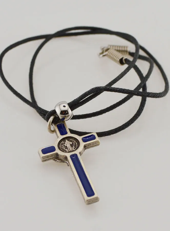 Religieuze Halsketting Kruis Heilige Benedictus - Blauw (pic 4)