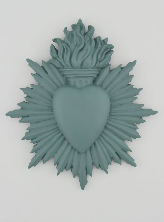 Ex Voto Wanddecoratie Stralend Hart 17 cm - Groen-Grijs (pic 1)