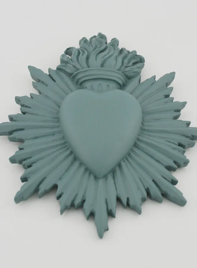 Ex Voto Wanddecoratie Stralend Hart 17 cm - Groen-Grijs (pic 2)