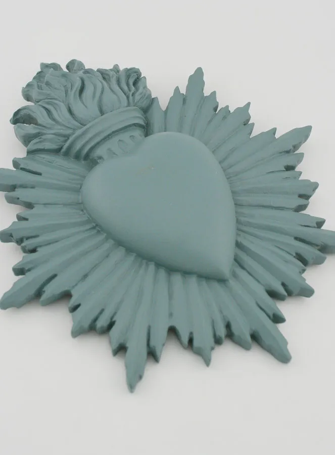 Ex Voto Wanddecoratie Stralend Hart 17 cm - Groen-Grijs (pic 3)