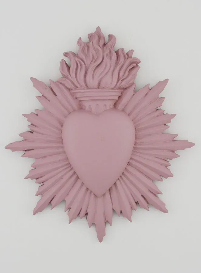 Ex Voto Wanddecoratie Stralend Hart 17 cm - Roze (pic 1)