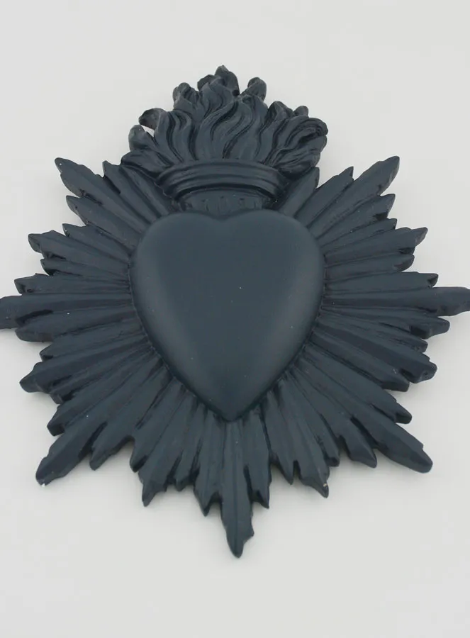 Ex Voto Wanddecoratie Stralend Hart 17 cm - Blauw Grijs (pic 2)