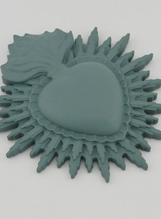 Ex Voto Wanddecoratie Stralend Hart 11 cm - Grijs-Groen (pic 3)