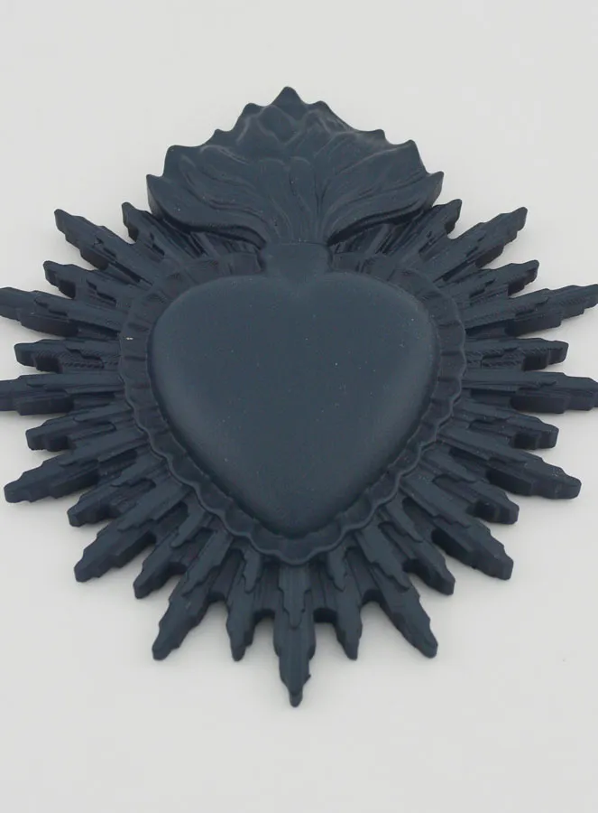 Ex Voto Wanddecoratie Stralend Hart 11 cm - Blauw Grijs (pic 2)