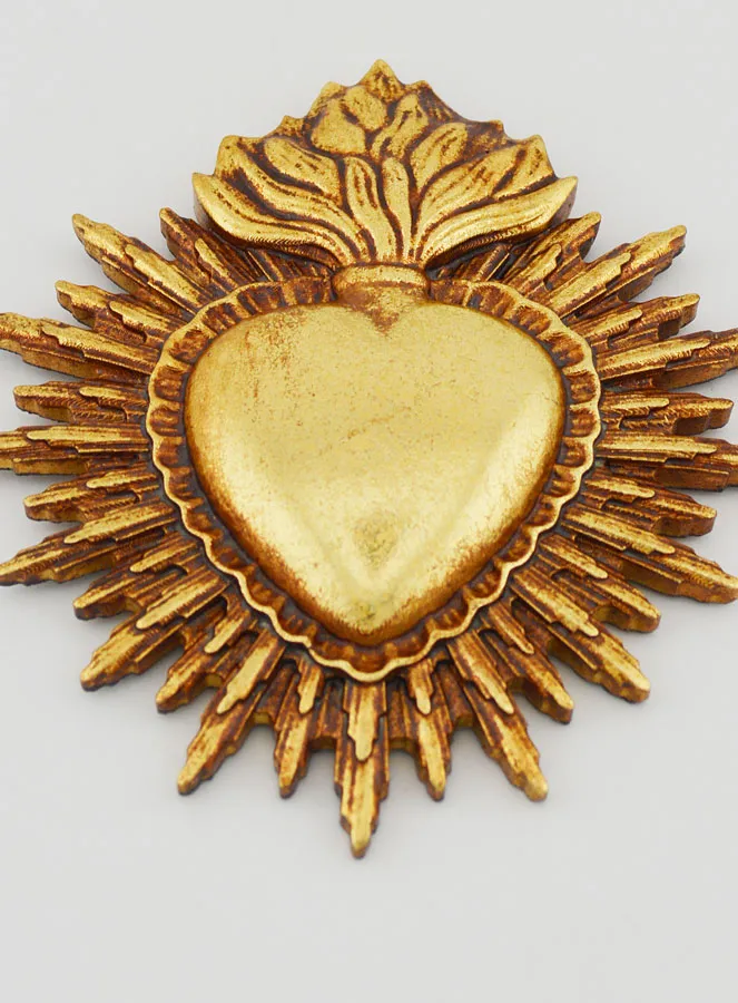 Ex Voto Wanddecoratie Stralend Hart 11 cm - Goud (pic 2)