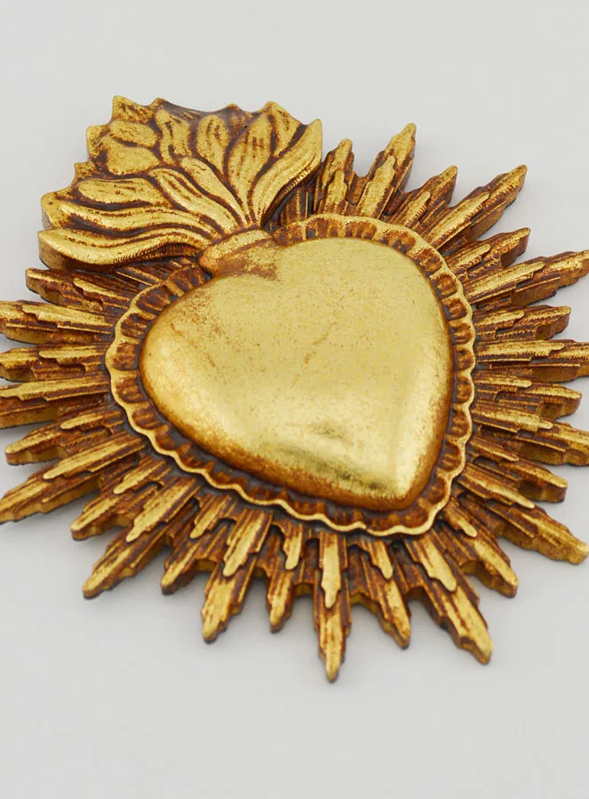 Ex Voto Wanddecoratie Stralend Hart 11 cm - Goud (pic 3)