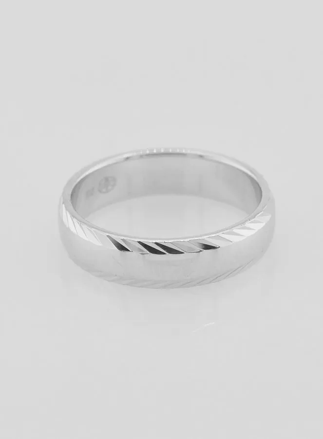 Ring Trouwring van Massief Zilver met Geslepen Motief  - Maat 56 (pic 1)