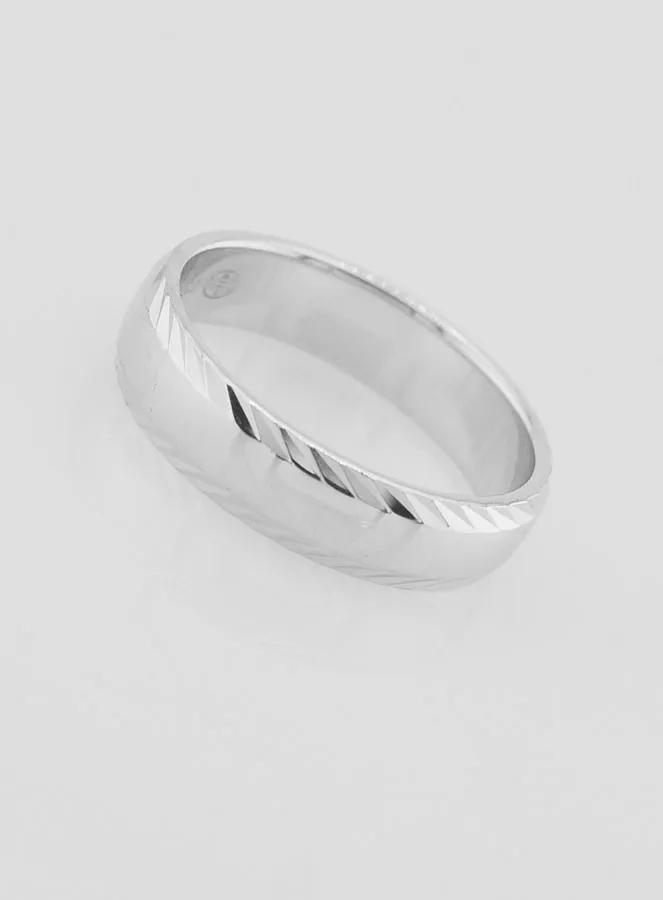 Ring Trouwring van Massief Zilver met Geslepen Motief  - Maat 56 (pic 2)