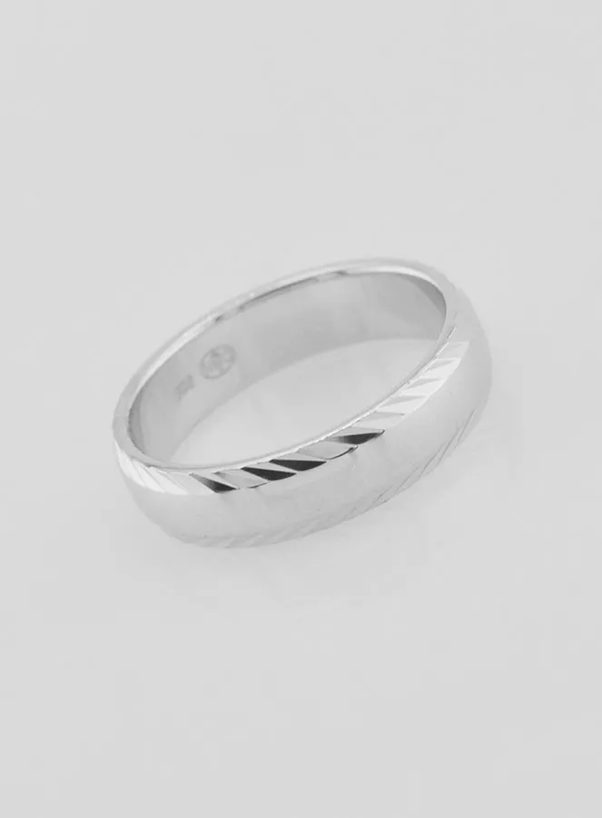 Ring Trouwring van Massief Zilver met Geslepen Motief  - Maat 56 (pic 3)