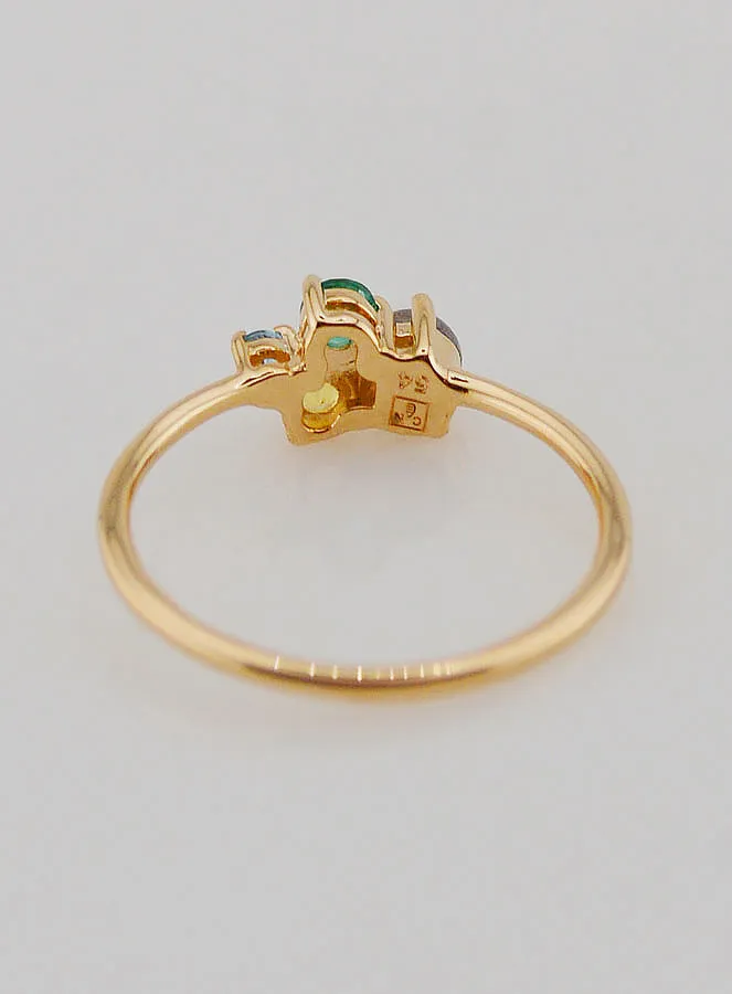 Vergulde Ring met Labradoriet en Zirkonia's - Maat 54 (pic 4)