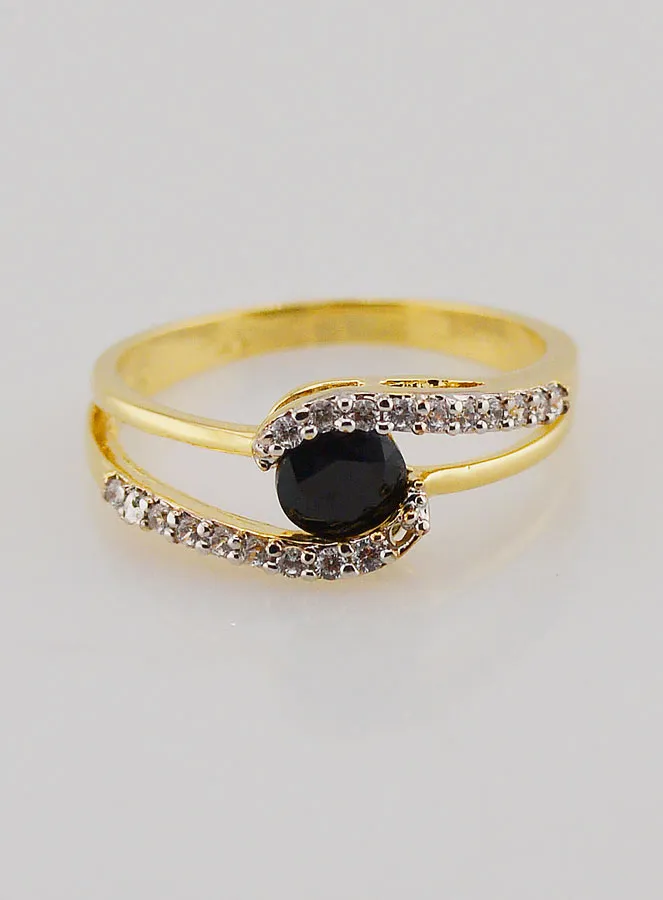 Vergulde Ring Saffier en Zirkonia's - Maat 54 (pic 1)