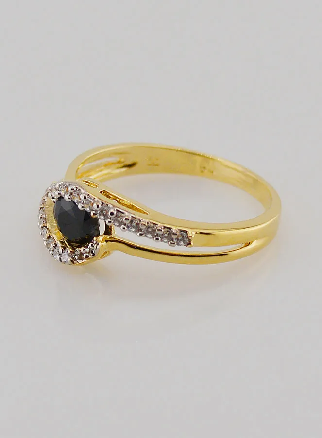 Vergulde Ring Saffier en Zirkonia's - Maat 54 (pic 2)