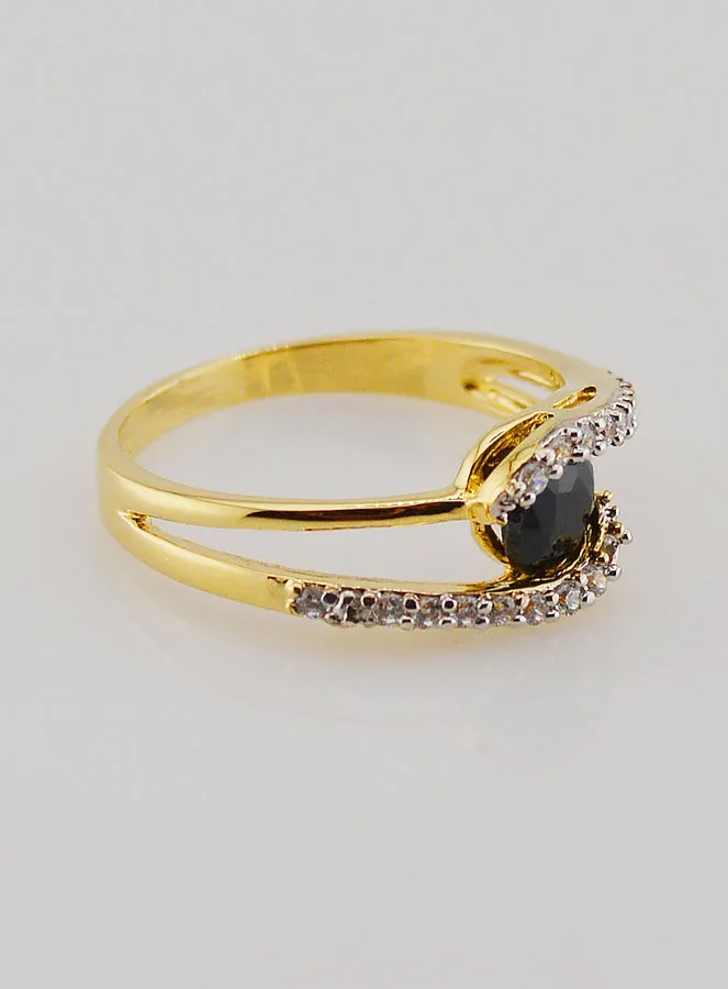 Vergulde Ring Saffier en Zirkonia's - Maat 54 (pic 3)