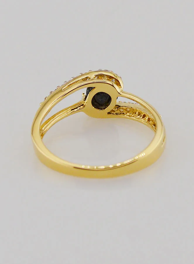 Vergulde Ring Saffier en Zirkonia's - Maat 54 (pic 4)