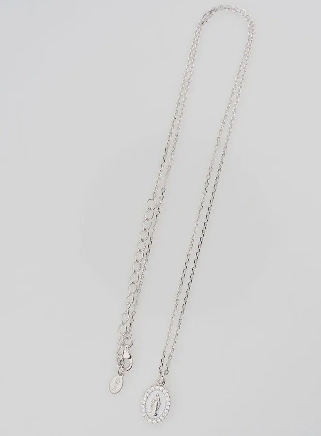 Halsketting Maria Wonderdadige Zilver en Wit Emaille (pic 2)