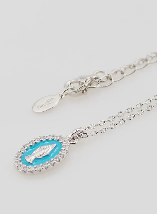 Collier Maria Wonderdadige Zilver en Licht Blauw Emaille (pic 1)