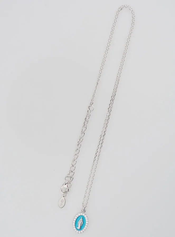 Collier Maria Wonderdadige Zilver en Licht Blauw Emaille (pic 2)